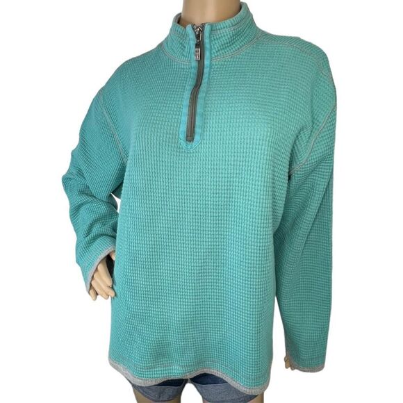 Paradise Collection Quarter Zip Waffle Style Pullover Sweatshirt - Picture 1 of 3